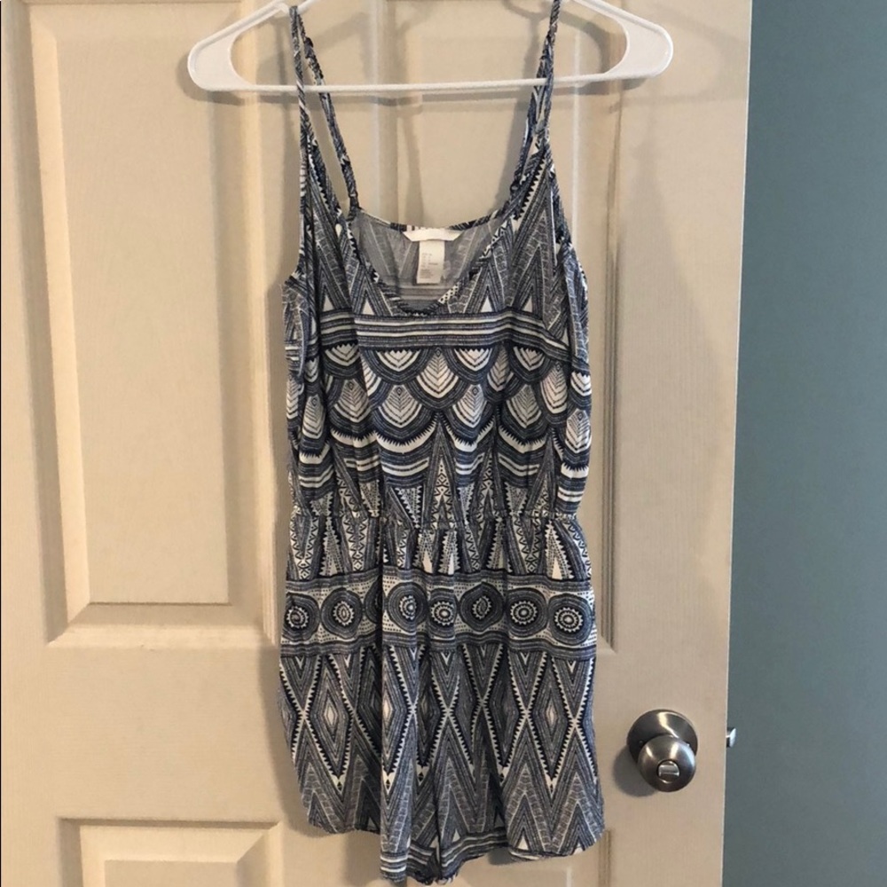 H&M blue and white romper